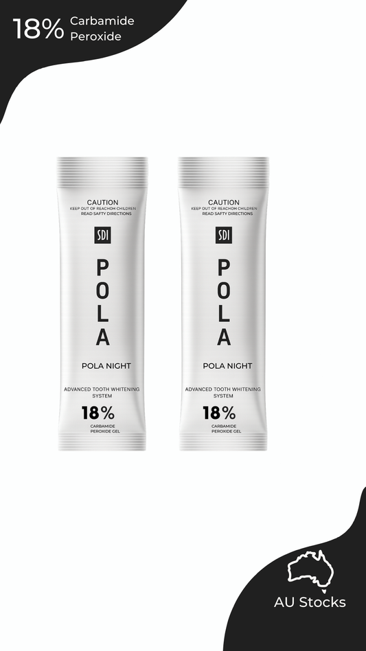 Pola Night 18% Carbamide Peroxide Home Teeth Whitening Gel Syringe 2x3grams | Shade Guide and Instructions Included