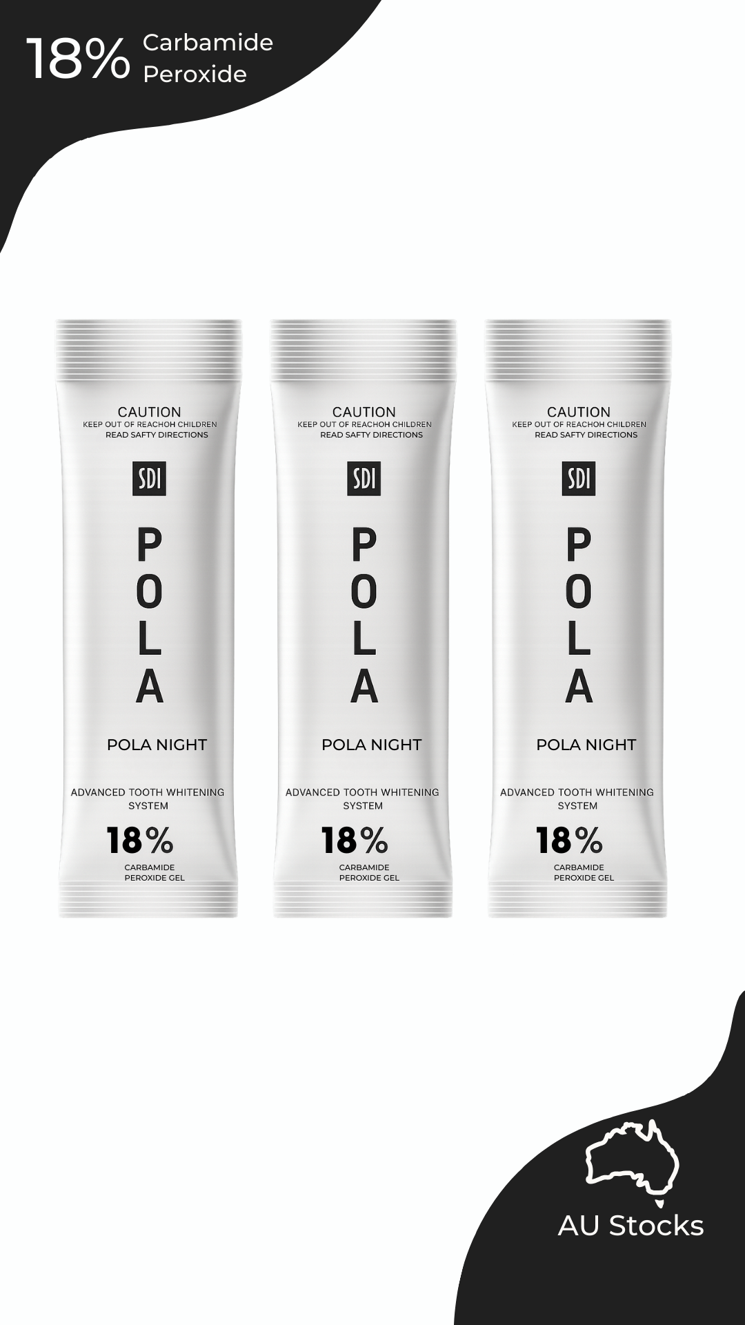 Pola Night 18% Carbamide Peroxide Home Teeth Whitening Gel Syringe 3x3grams | Shade Guide and Instructions Included