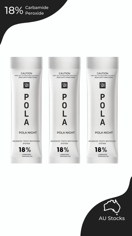Pola Night 18% Carbamide Peroxide Home Teeth Whitening Gel Syringe 3x3grams | Shade Guide and Instructions Included
