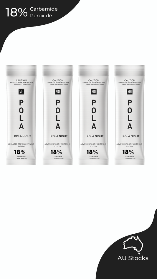 Pola Night 18% Carbamide Peroxide Home Teeth Whitening Gel Syringe 4x3grams | Shade Guide and Instructions Included