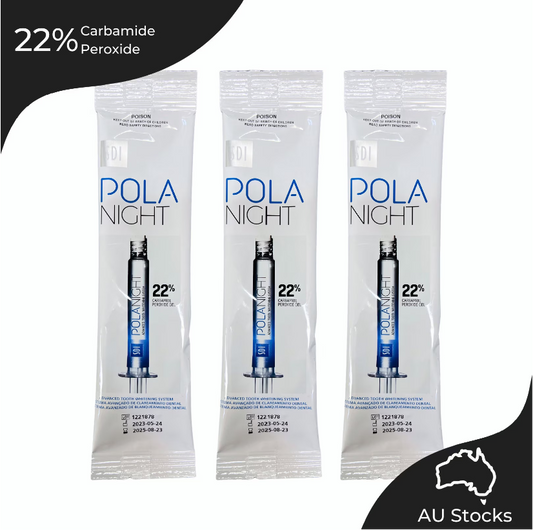 Pola night 22% Carbamide Peroxide Home Teeth Whitening Gel Syringe 3x3grams |Shade Guide and Instructions Included