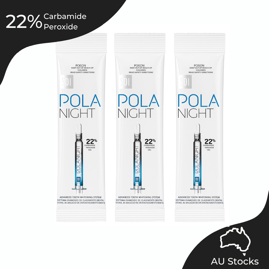 Pola night 22% Carbamide Peroxide Home Teeth Whitening Gel Syringe 3x3grams |Shade Guide and Instructions Included