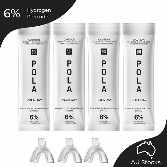 Pola Day 6% Hydrogen Peroxide Teeth Whitening Bleaching Gel 3gramx4 and 3xtrays | Shade Guide and Instructions
