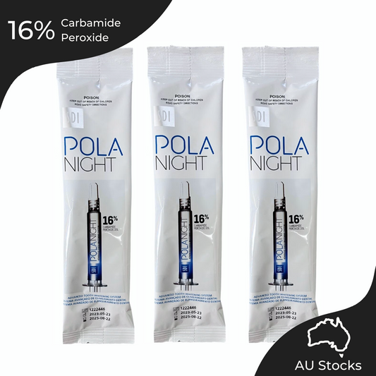 Pola Night 16% Carbamide Peroxide Home Teeth Whitening Gel Syringe 3x3grams | Shade Guide and Instructions Included