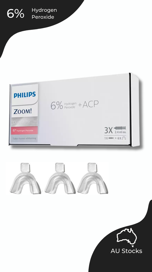 Philips Zoom DayWhite 6% Hydrogen Peroxide Teeth Whitening Gel 3x 2.4ml/Syringes with 3 Trays